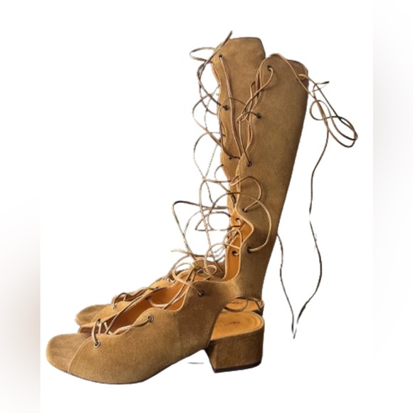 Saint Laurent Beige Suede Gladiator Sandals - Picture 5 of 7